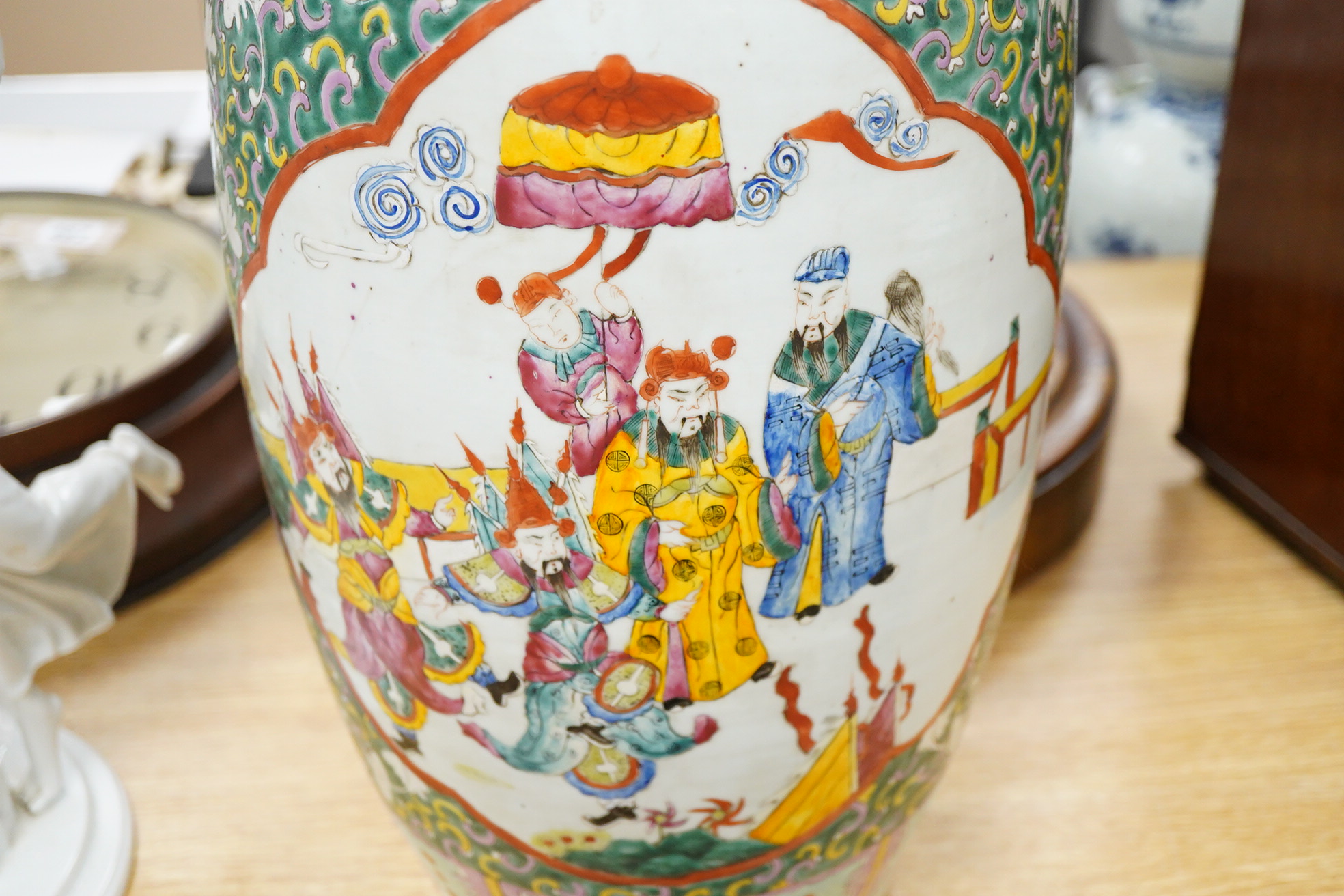 A large Chinese Canton vase enamelled with figures, 57cm high